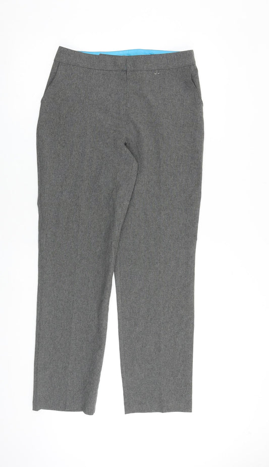 AMARANTO Womens Grey Polyester Trousers Size 10 L30 in Regular Zip
