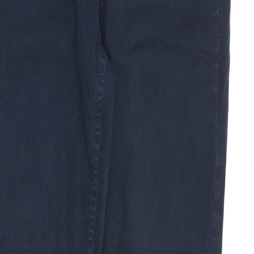 Zara Womens Blue Herringbone Cotton Skinny Jeans Size 12 L30 in Regular Zip