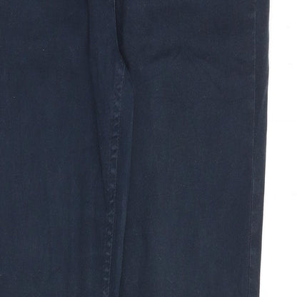 Zara Womens Blue Herringbone Cotton Skinny Jeans Size 12 L30 in Regular Zip