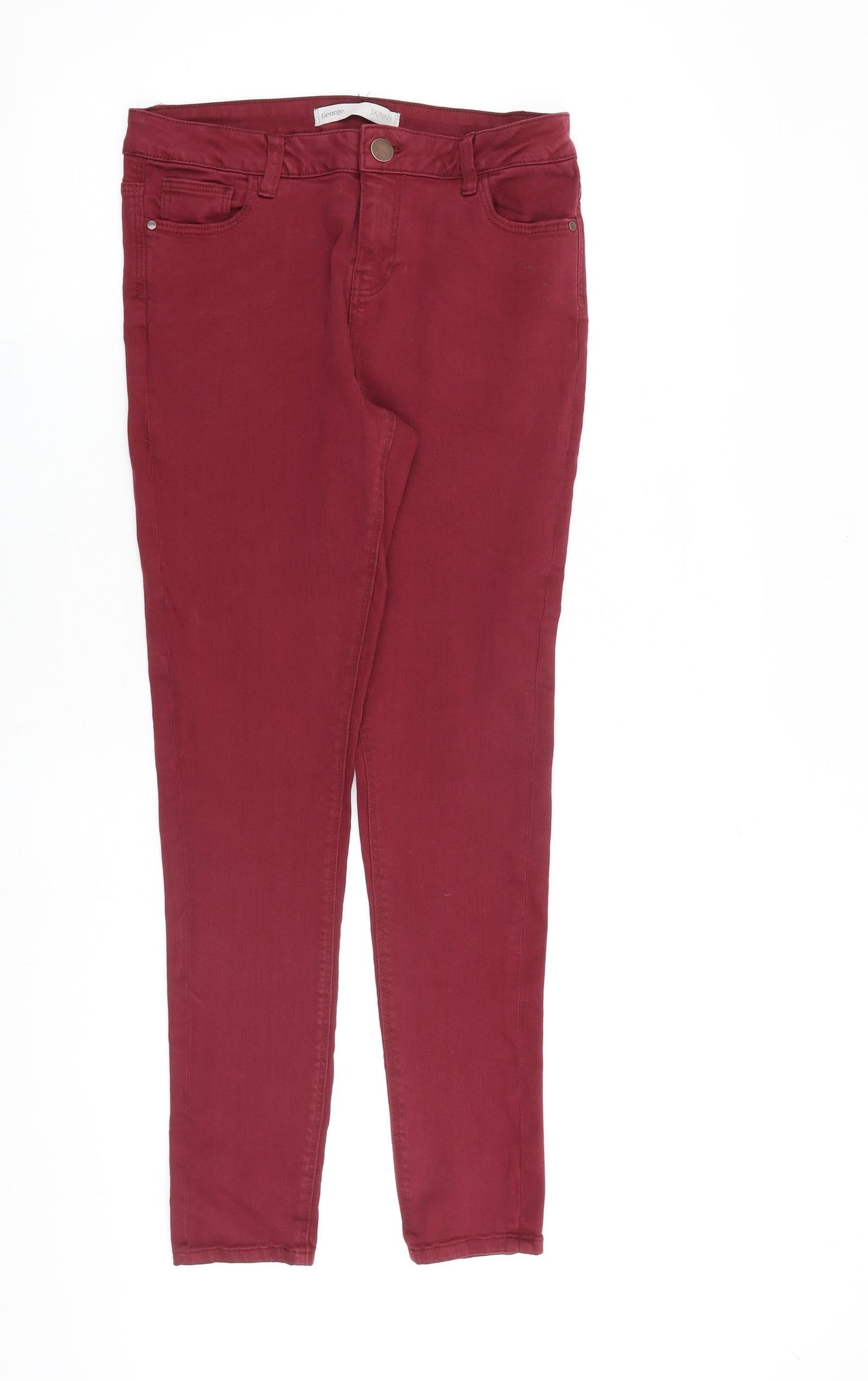 George Womens Red Cotton Skinny Jeans Size 12 L29 in Slim Zip