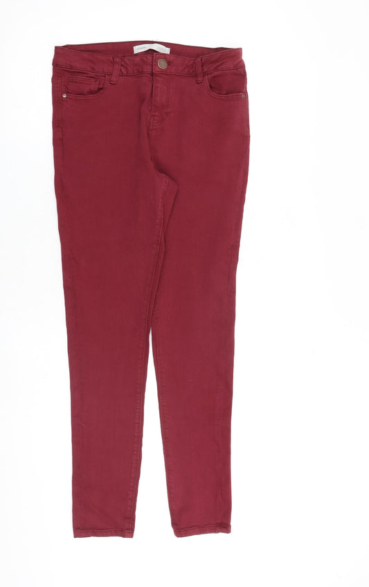 George Womens Red Cotton Skinny Jeans Size 12 L29 in Slim Zip
