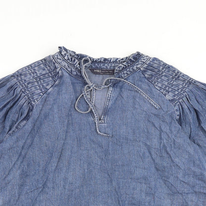 Womens UK Size 8 Marks and Spencer Blue Basic Blouse