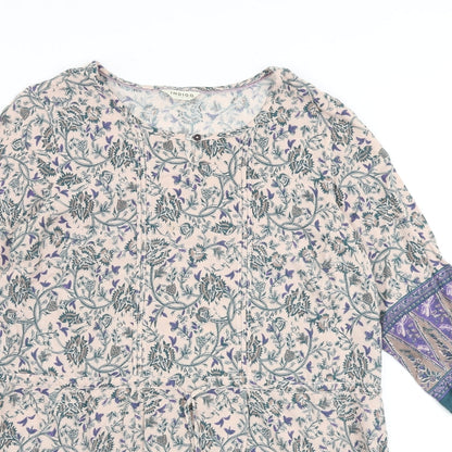 Indigo Womens Multicoloured Geometric Viscose A-Line Size 14 Round Neck Tie