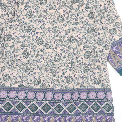 Indigo Womens Multicoloured Geometric Viscose A-Line Size 14 Round Neck Tie