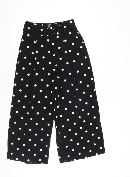 Urban Outfitters Womens Black Polka Dot Viscose Trousers Size 26 in L25 in Regular Buckle