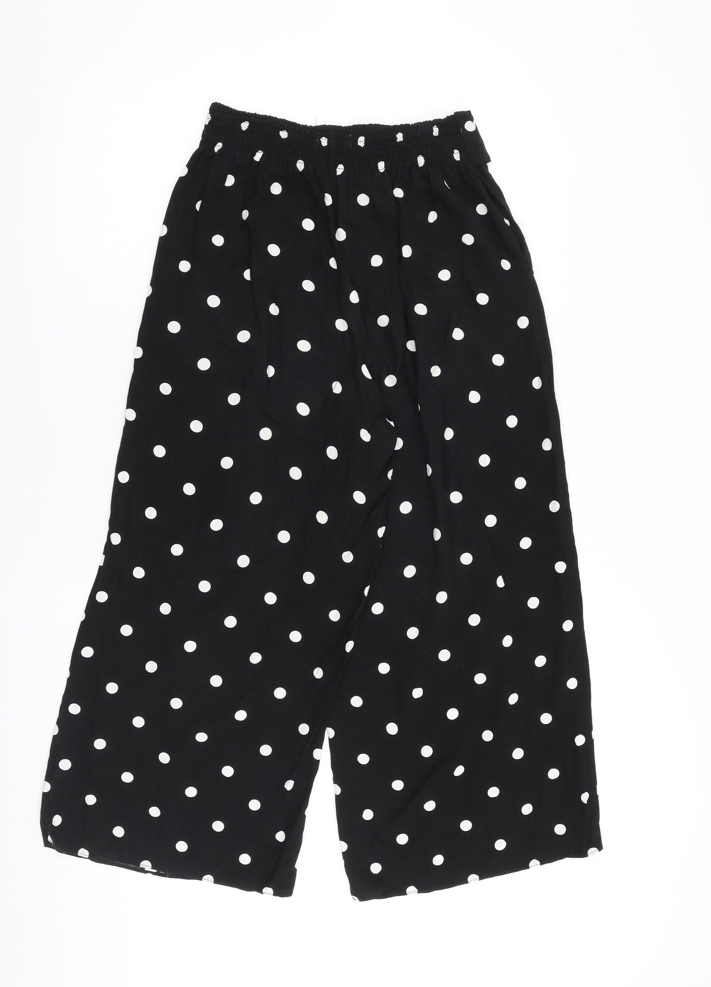 Urban Outfitters Womens Black Polka Dot Viscose Trousers Size 26 in L25 in Regular Buckle