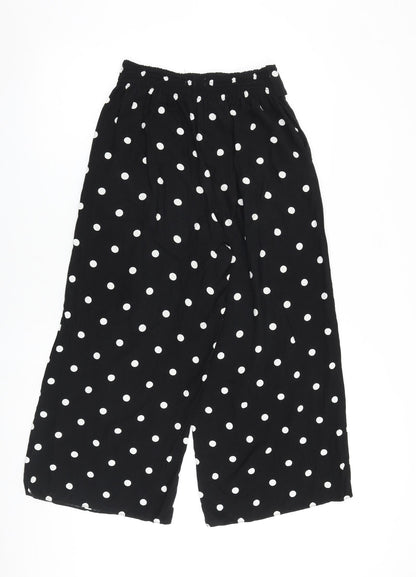 Urban Outfitters Womens Black Polka Dot Viscose Trousers Size 26 in L25 in Regular Buckle