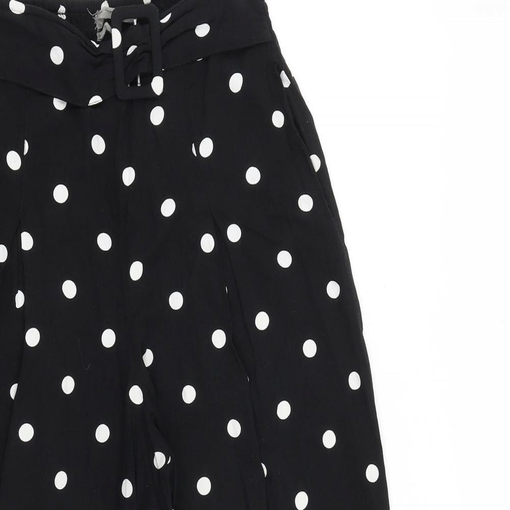 Urban Outfitters Womens Black Polka Dot Viscose Trousers Size 26 in L25 in Regular Buckle