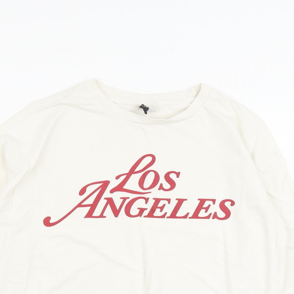 H&M Womens Ivory 100% Cotton Pullover Sweatshirt Size S Pullover - Los Angeles