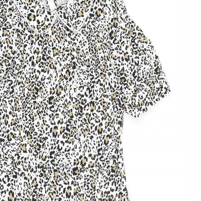 Marks and Spencer Womens Multicoloured Animal Print Viscose A-Line Size 8 Collared Button - Leopard Print