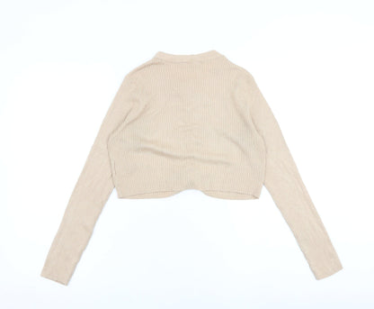 Womens UK Size M H&M Beige Cropped Blouse