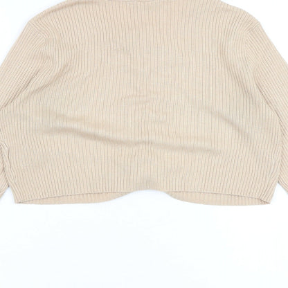 Womens UK Size M H&M Beige Cropped Blouse