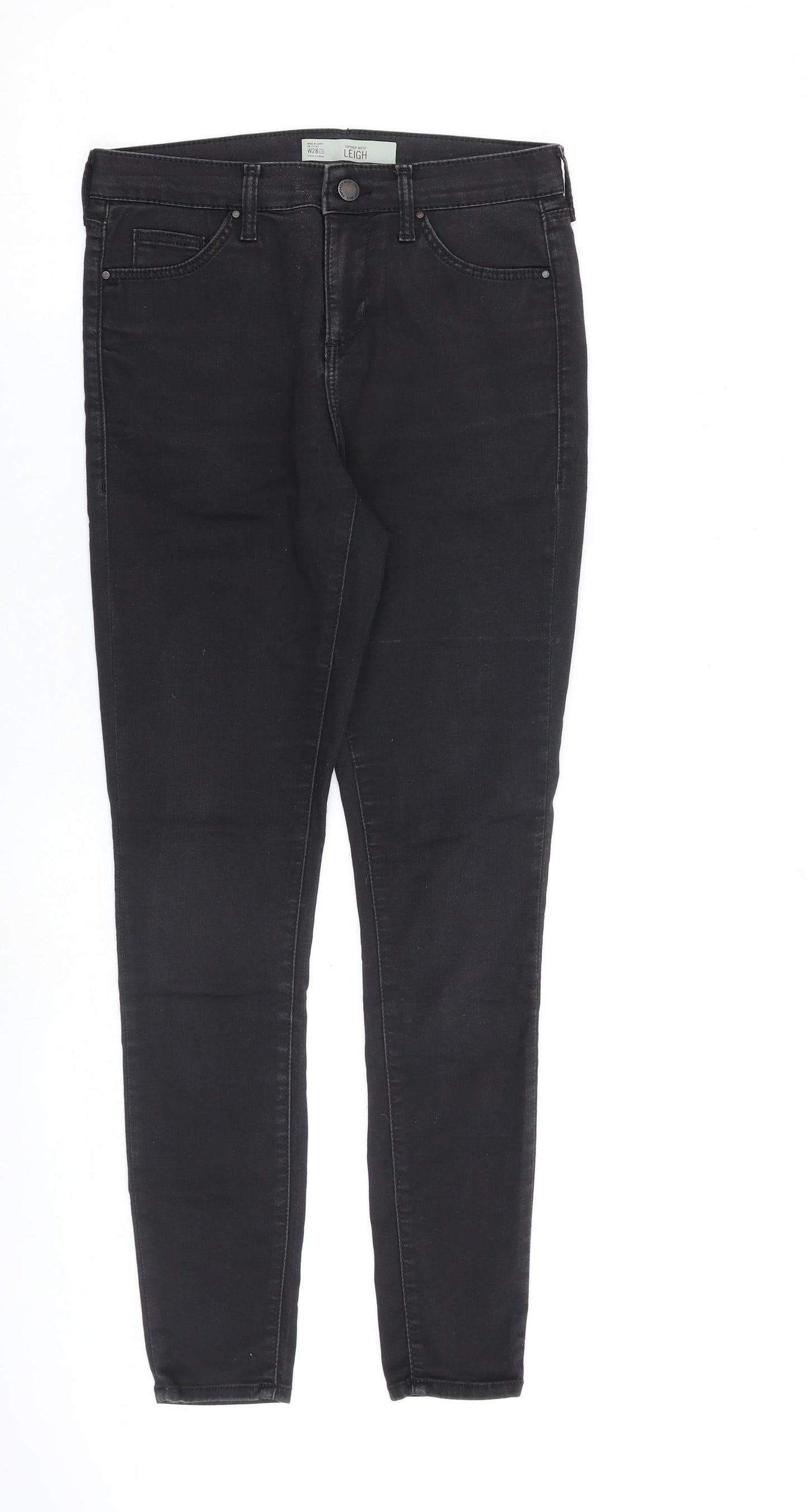 Topshop Womens Grey Cotton Skinny Jeans Size 28 in L32 in Regular Zip