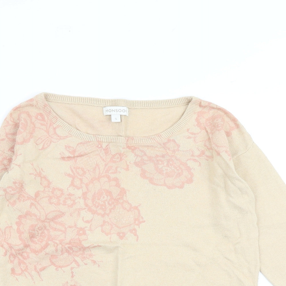 Womens UK Size S Monsoon Beige Pullover Jumper