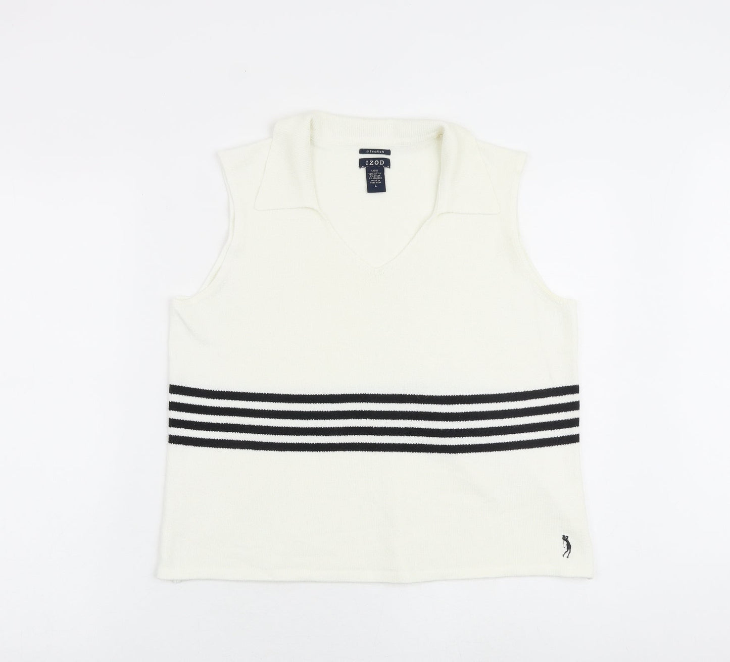 Womens UK Size L IZOD White Vest Jumper
