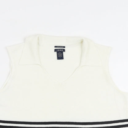 Womens UK Size L IZOD White Vest Jumper