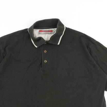 Lee Cooper Mens Green 100% Cotton Polo Size M Collared Button