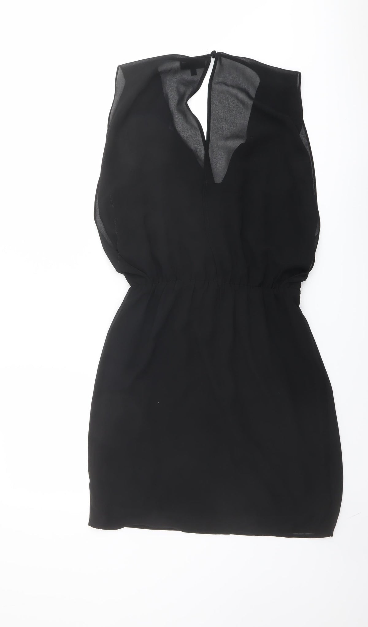 Warehouse Womens Black Polyester Mini Size 10 V-Neck Pullover