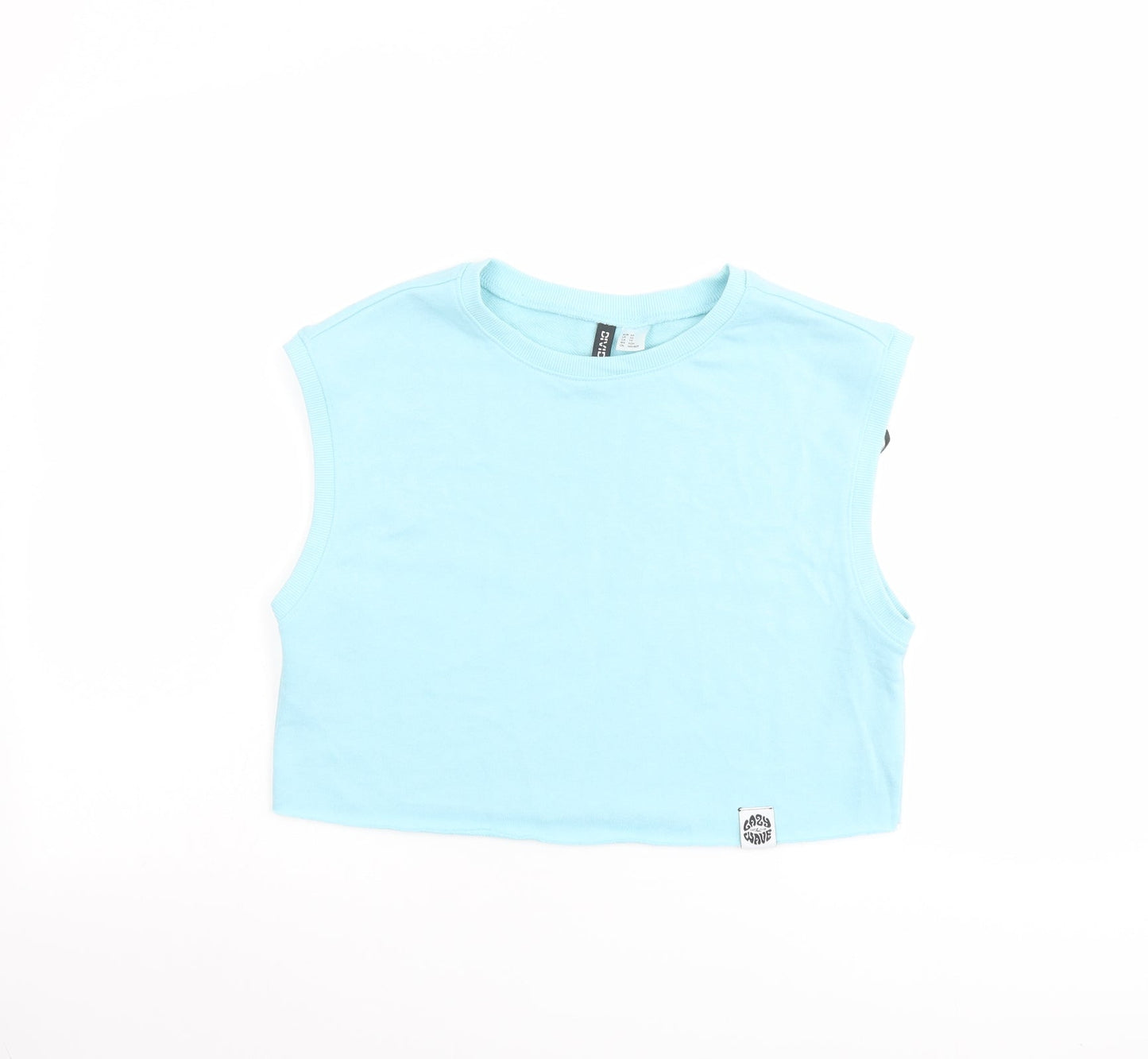 Womens UK Size XS H&M Blue Cropped T-Shirt