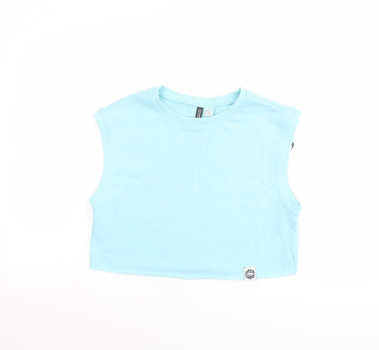 Womens UK Size XS H&M Blue Cropped T-Shirt