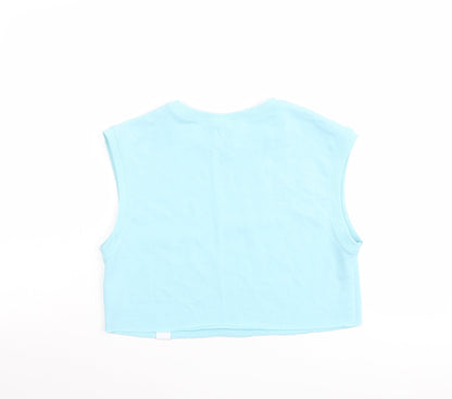 Womens UK Size XS H&M Blue Cropped T-Shirt