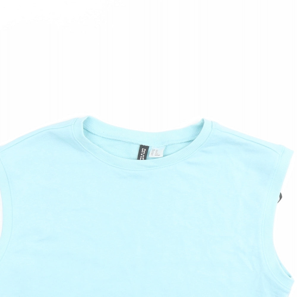 Womens UK Size XS H&M Blue Cropped T-Shirt