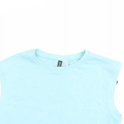 Womens UK Size XS H&M Blue Cropped T-Shirt