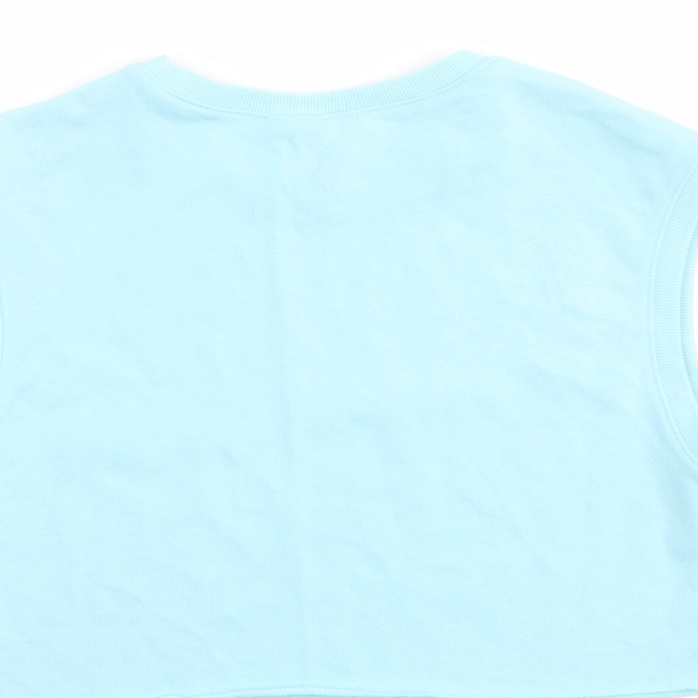 Womens UK Size XS H&M Blue Cropped T-Shirt