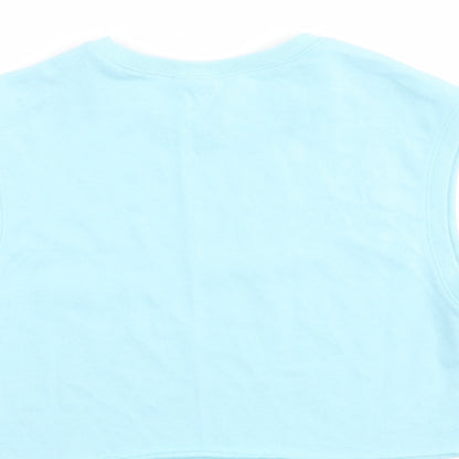 Womens UK Size XS H&M Blue Cropped T-Shirt