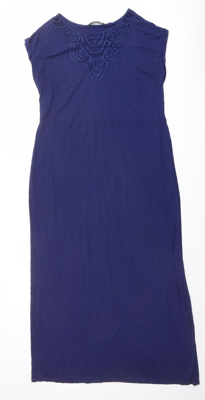 Bonmarché Womens Blue Viscose Shift Size 14 Round Neck Pullover