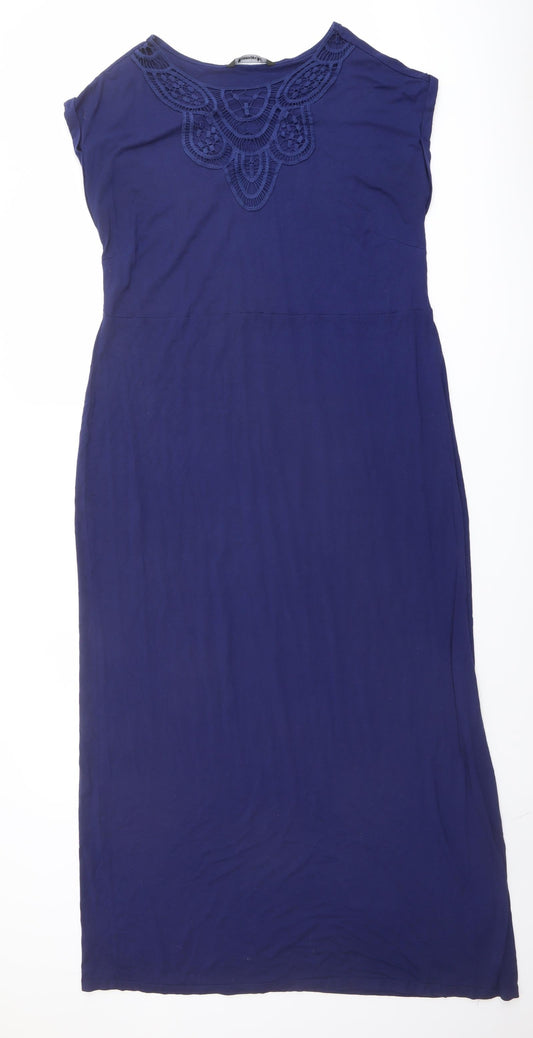 Bonmarché Womens Blue Viscose Shift Size 14 Round Neck Pullover