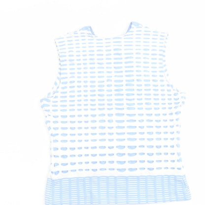RAYURE Womens Blue Polyamide Cropped Blouse Size 10 Scoop Neck - Textured