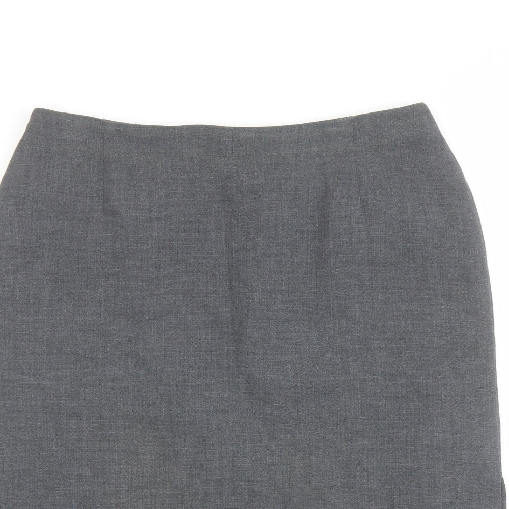 Marks and Spencer Womens Grey Polyester Straight & Pencil Skirt Size 12 Zip