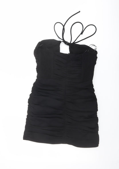 Zara Womens Black Polyester Mini Size M Halter Zip