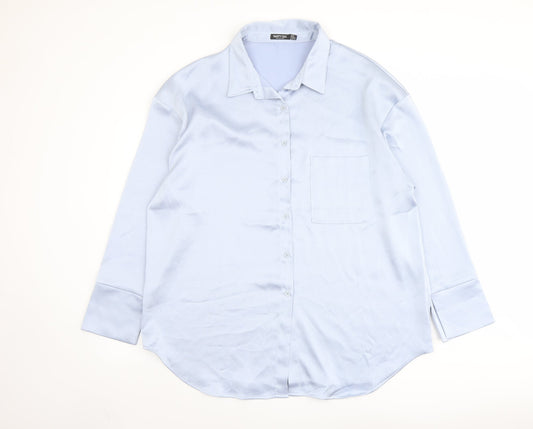 Nasty Gal Womens Blue Polyester Basic Button-Up Size 16 Collared