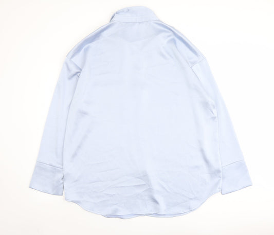 Nasty Gal Womens Blue Polyester Basic Button-Up Size 16 Collared