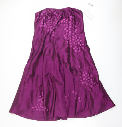 Teatro Womens Purple Floral Polyester Ball Gown Size 16 Sweetheart Zip