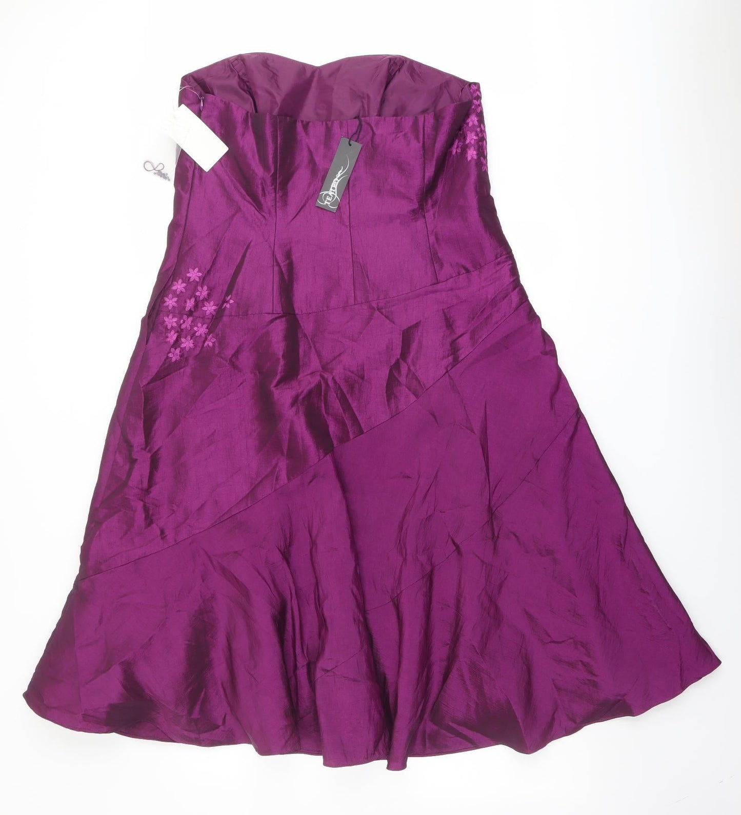 Teatro Womens Purple Floral Polyester Ball Gown Size 16 Sweetheart Zip