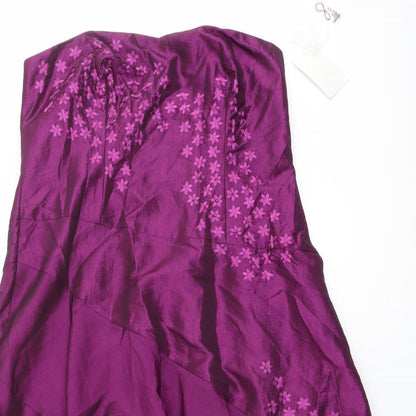 Teatro Womens Purple Floral Polyester Ball Gown Size 16 Sweetheart Zip