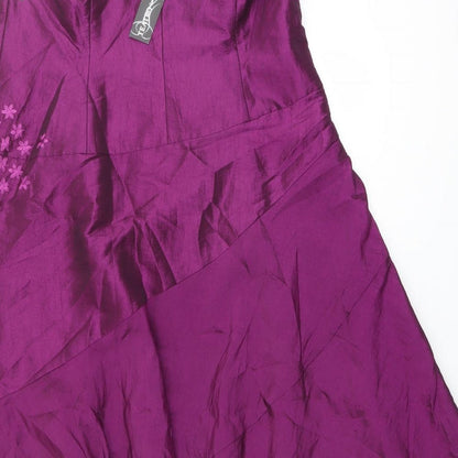 Teatro Womens Purple Floral Polyester Ball Gown Size 16 Sweetheart Zip