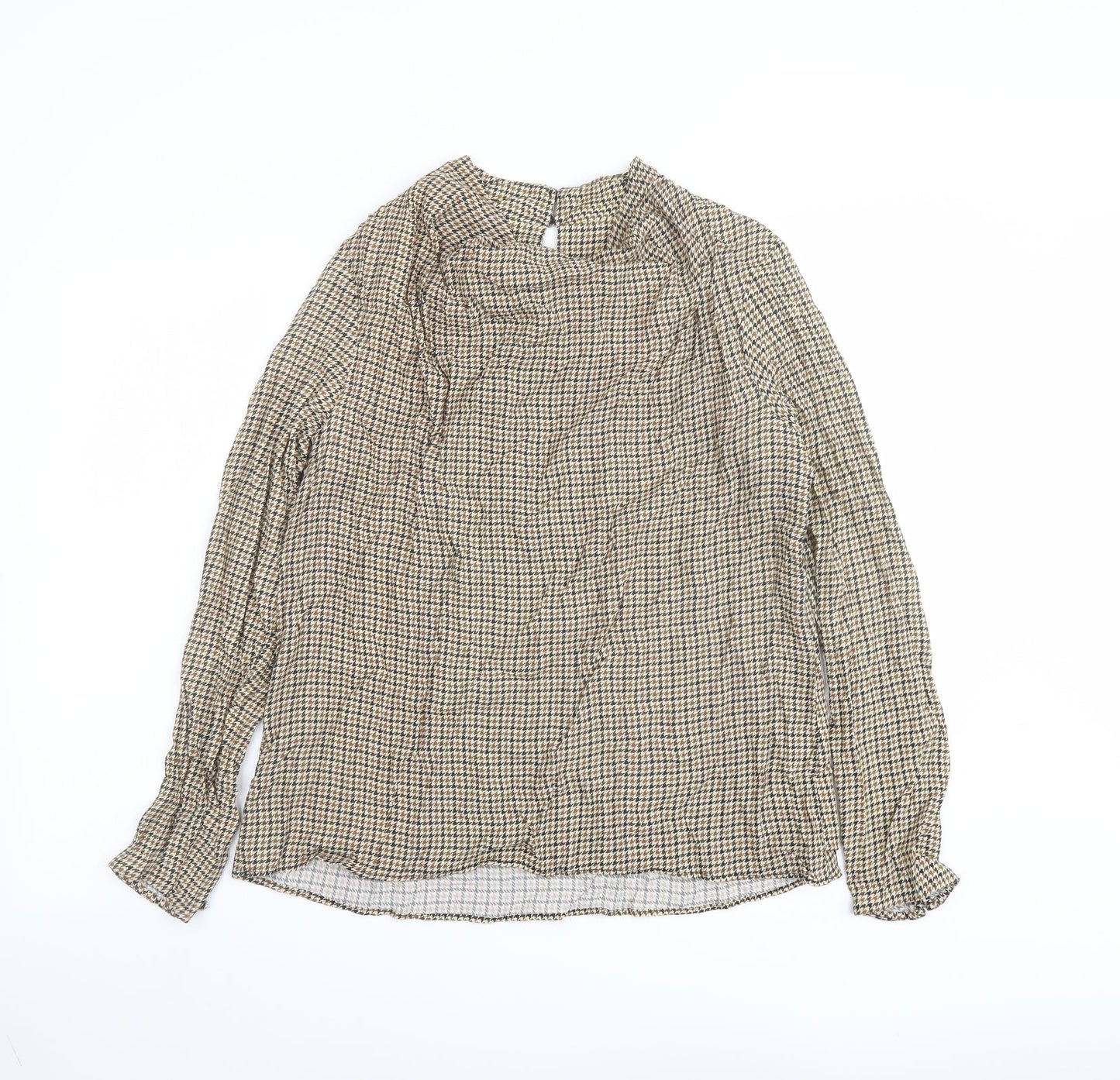 Womens UK Size XS Zara Beige Basic Blouse