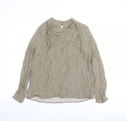 Womens UK Size XS Zara Beige Basic Blouse