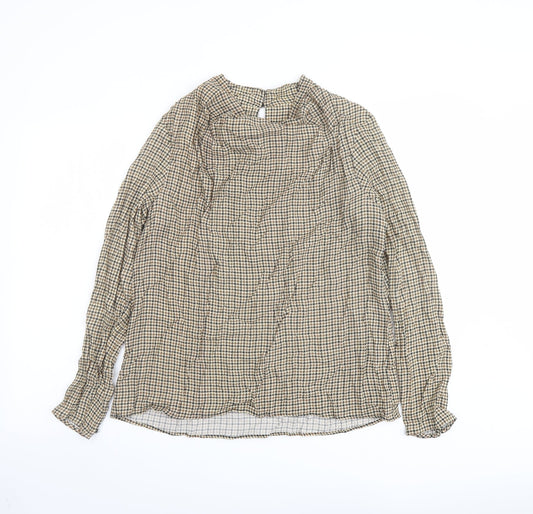 Womens UK Size XS Zara Beige Basic Blouse