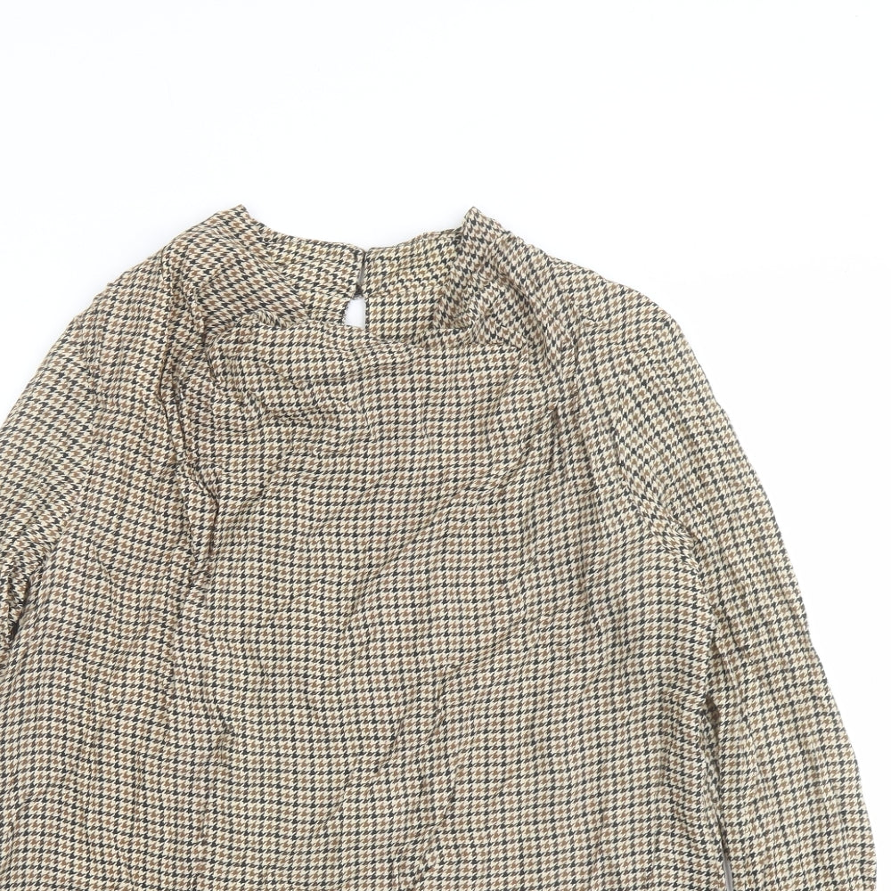Womens UK Size XS Zara Beige Basic Blouse
