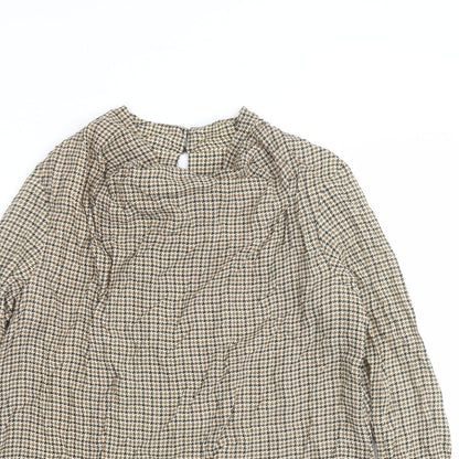 Womens UK Size XS Zara Beige Basic Blouse