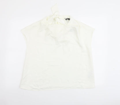 Womens UK Size M Zara Ivory Basic Blouse