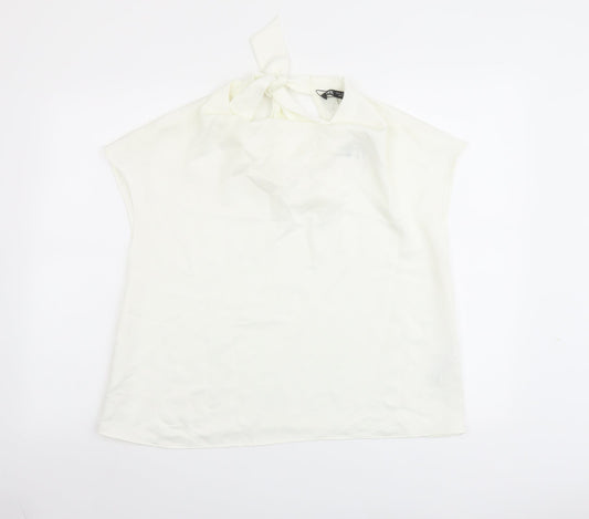Womens UK Size M Zara Ivory Basic Blouse