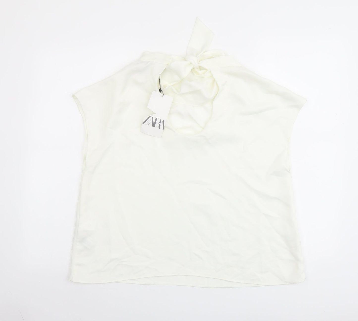 Womens UK Size M Zara Ivory Basic Blouse