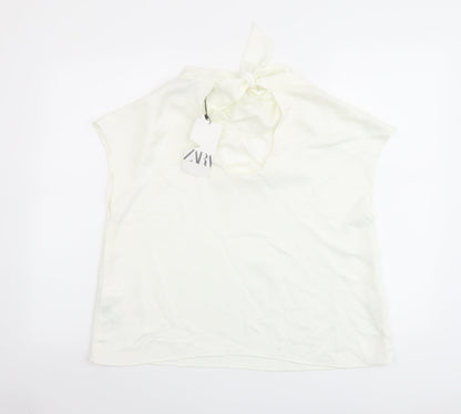 Womens UK Size M Zara Ivory Basic Blouse