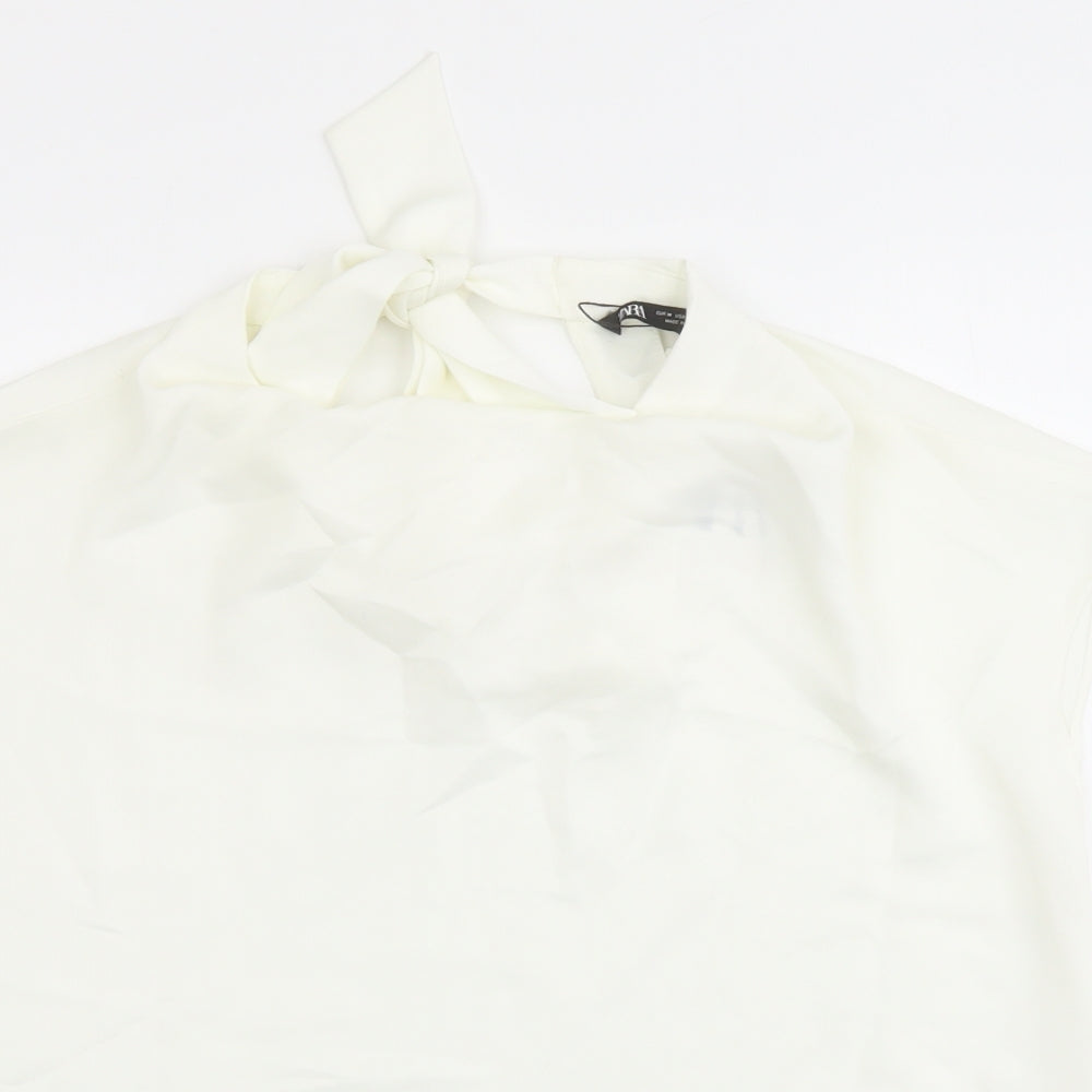 Womens UK Size M Zara Ivory Basic Blouse